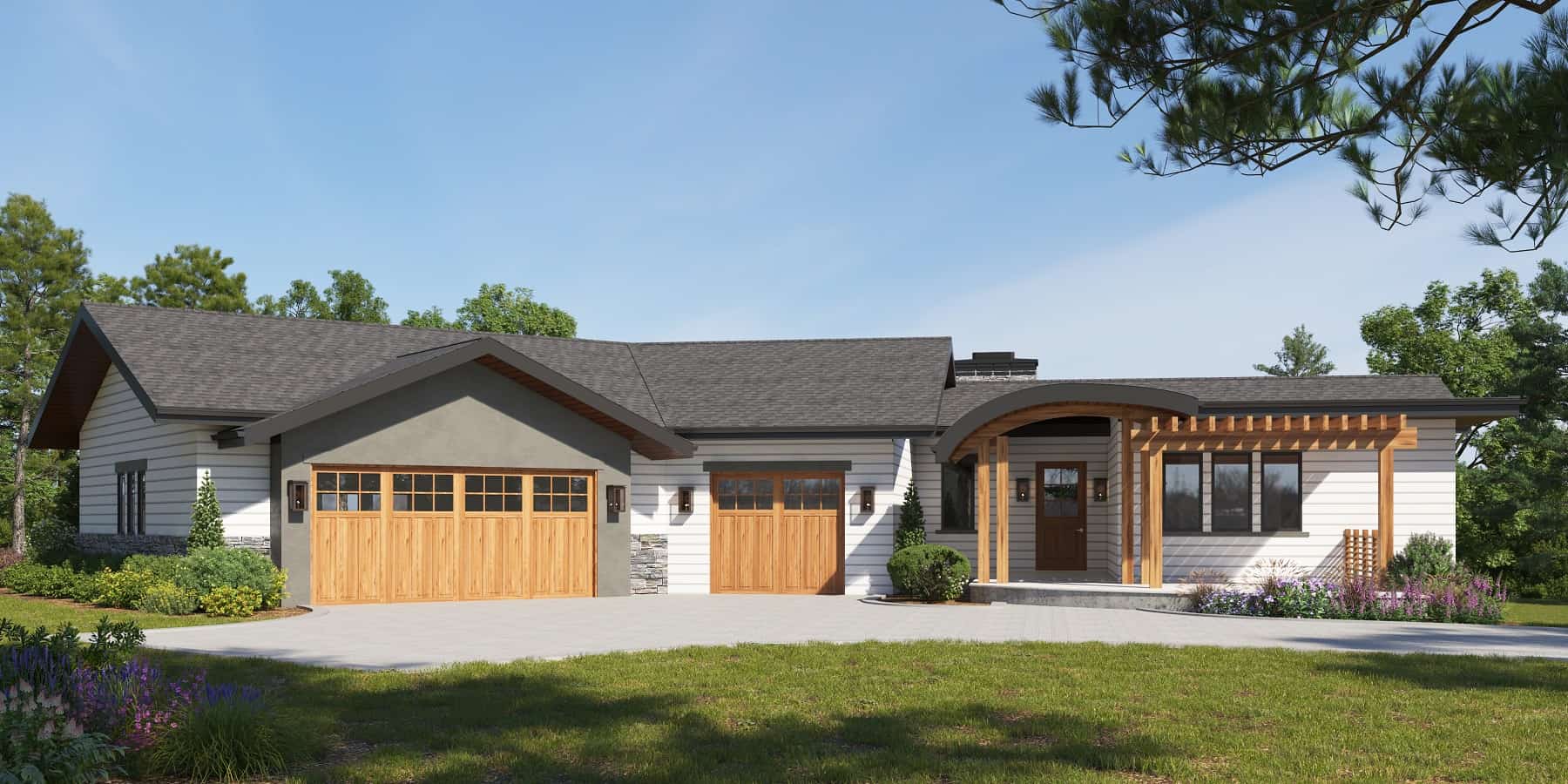 Front elevation of Contemporary home (ThePlanCollection: House Plan #161-1192)