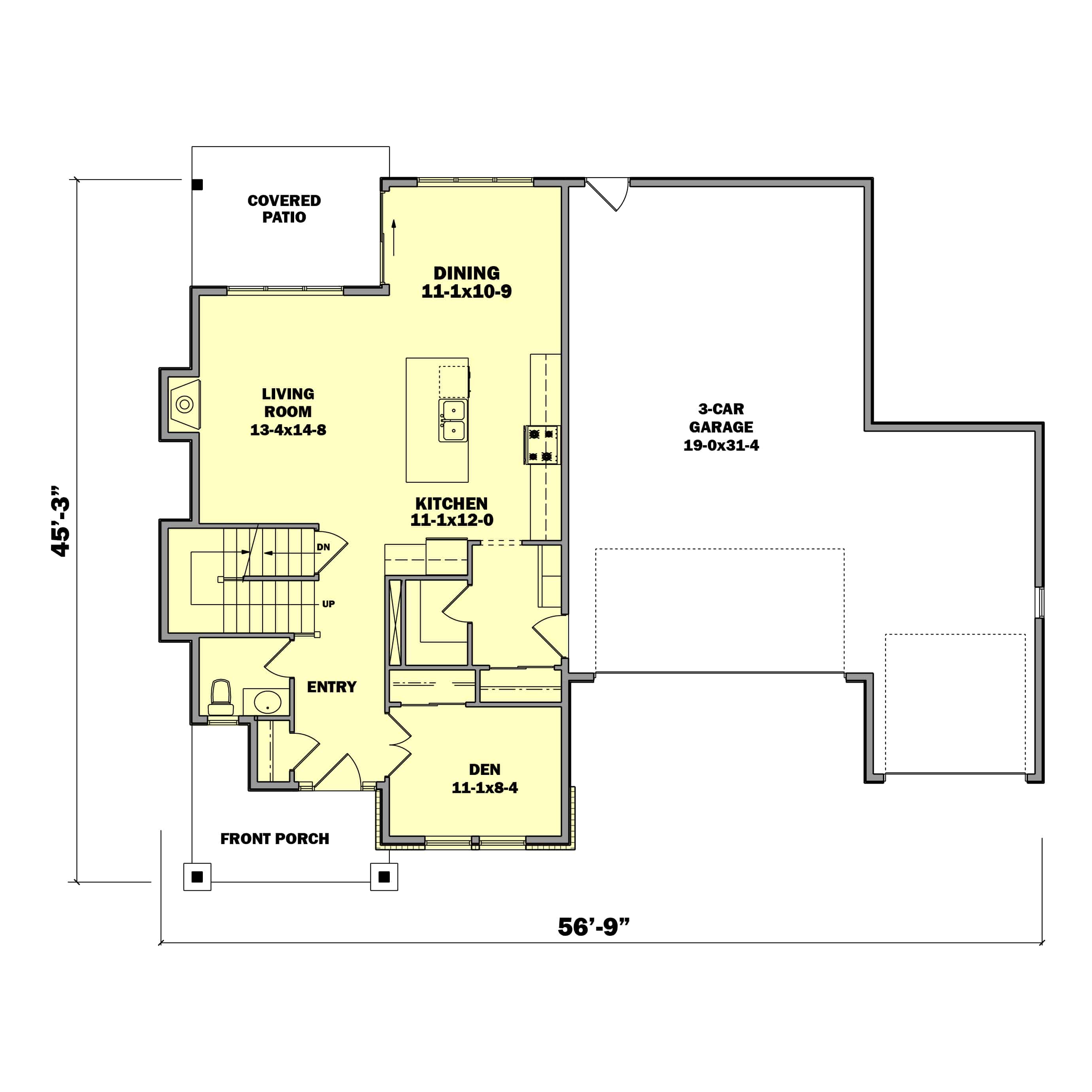 Main Level of Contemporary Plan #161-1193