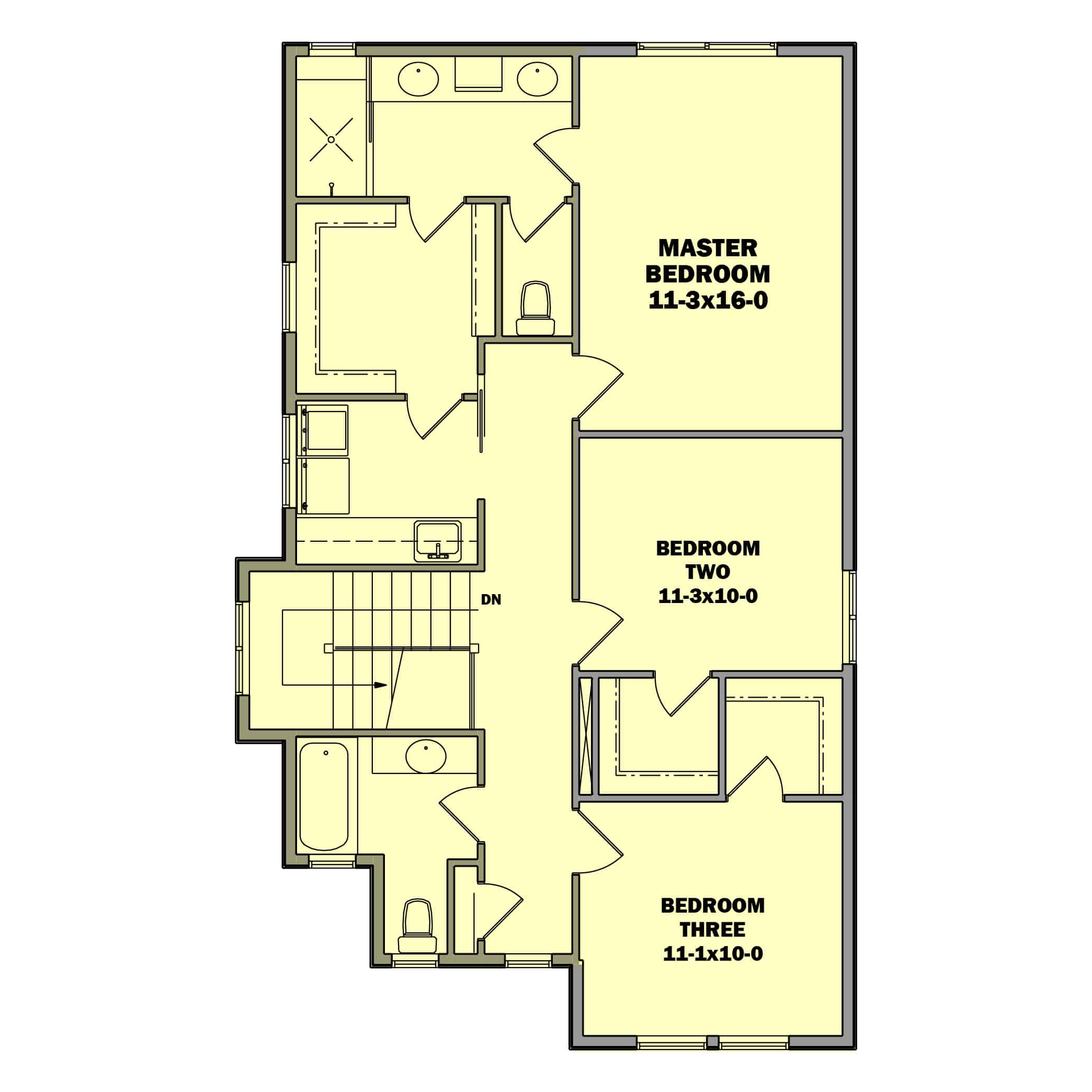 Upper Level of Contemporary Plan #161-1193
