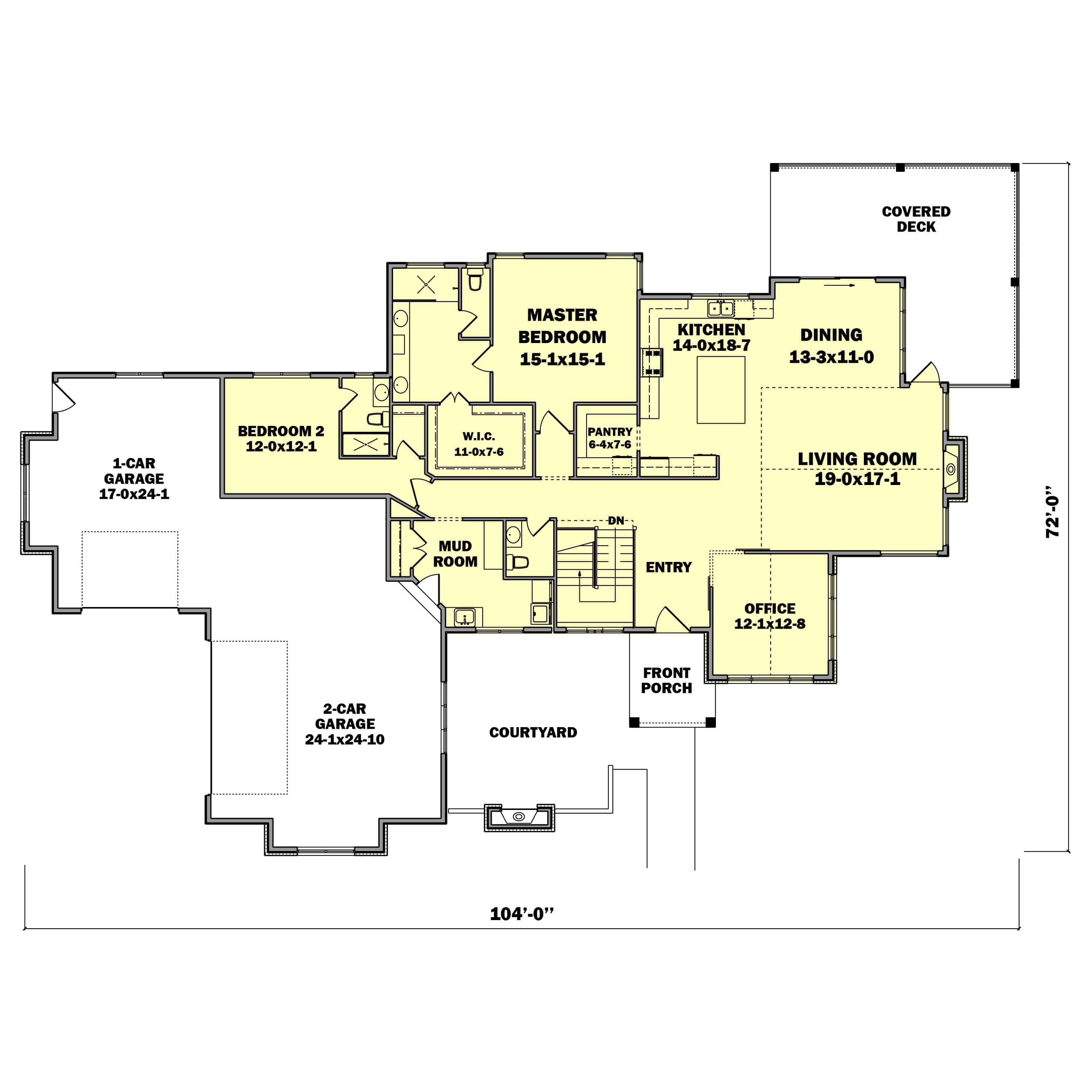 Main Level of Contemporary Plan #161-1194