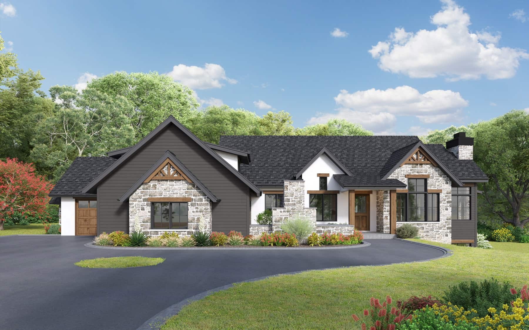 Front elevation of Contemporary home (ThePlanCollection: House Plan #161-1194)