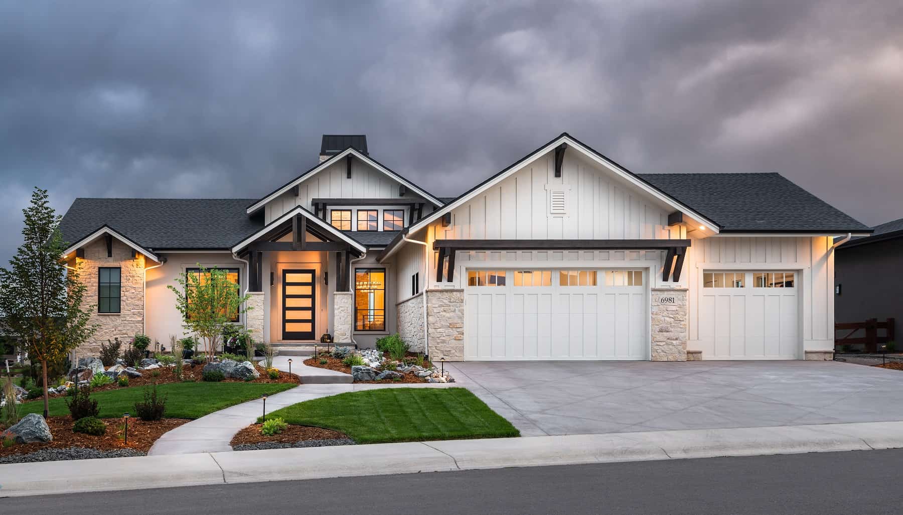 Front elevation of Contemporary home (ThePlanCollection: House Plan #161-1195)