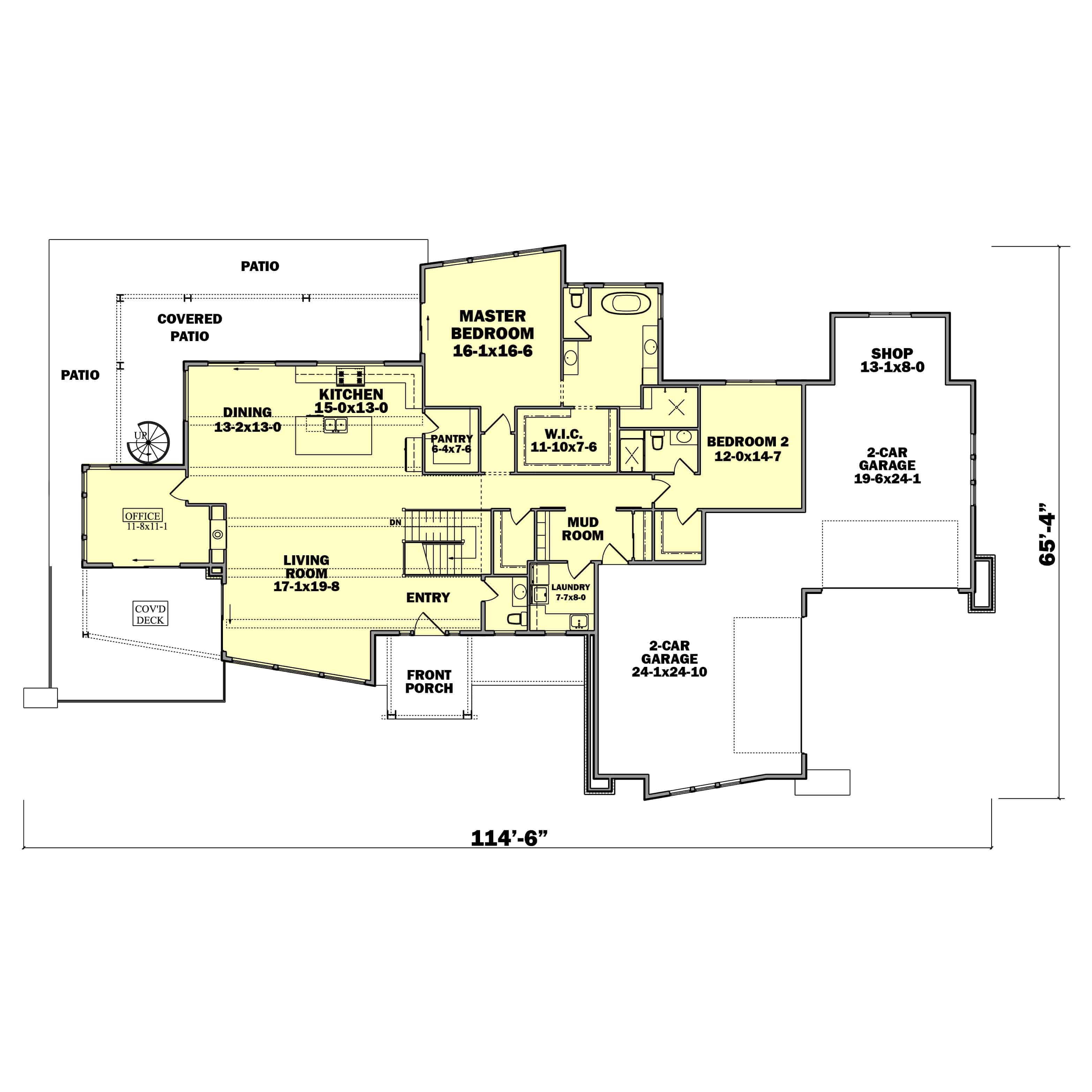 Main Level of Modern Plan #161-1196