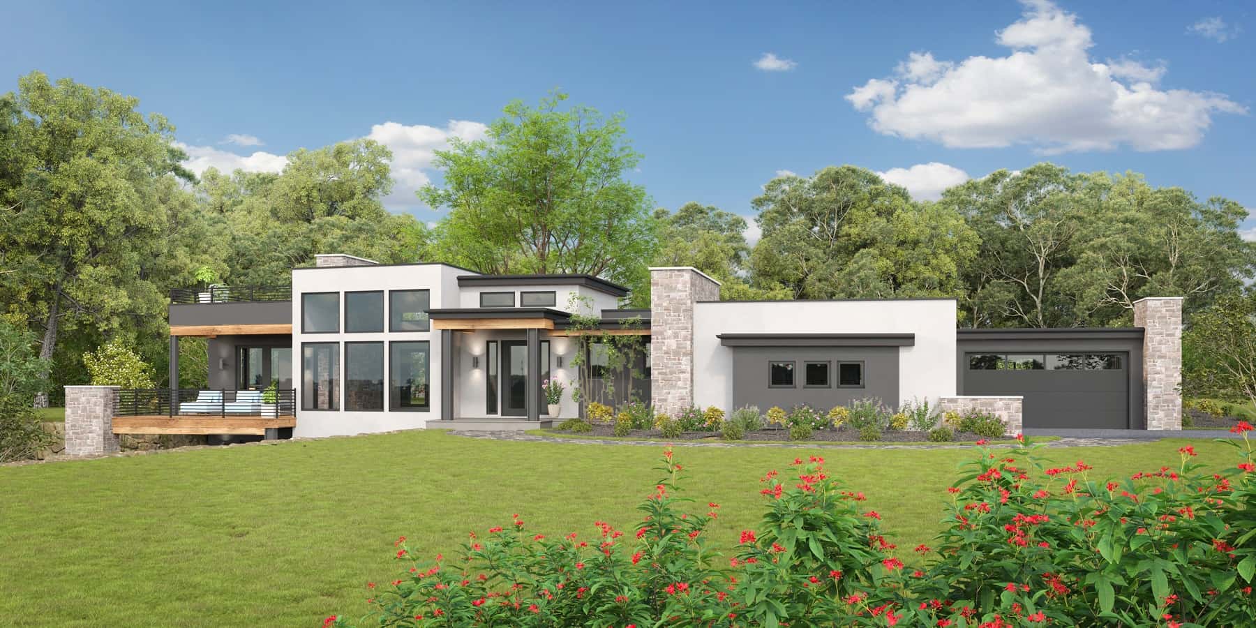 Front elevation of Modern home (ThePlanCollection: House Plan #161-1196)