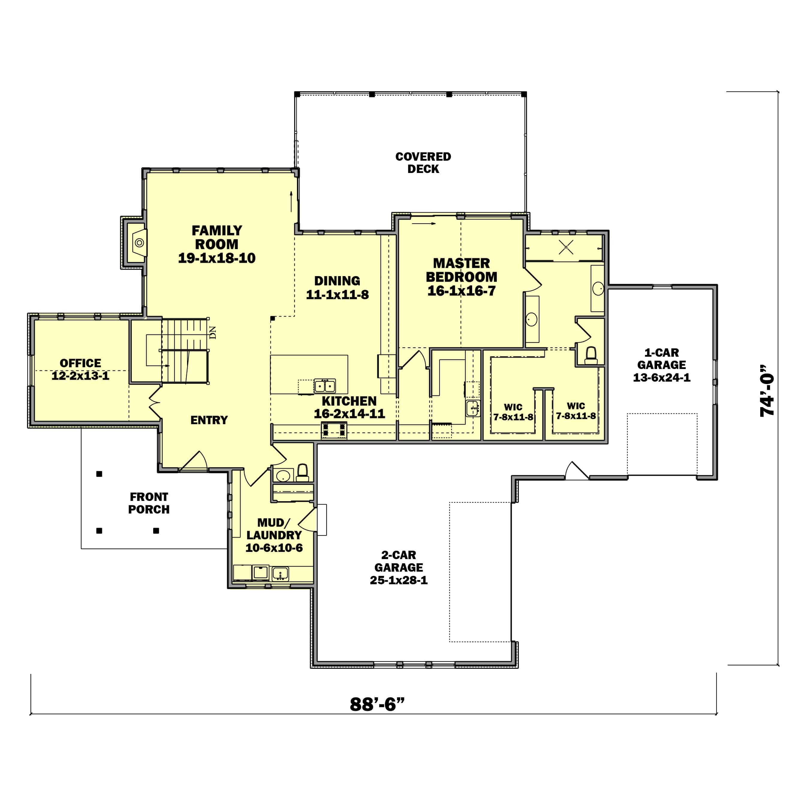 Main Level of Traditional Plan #161-1199