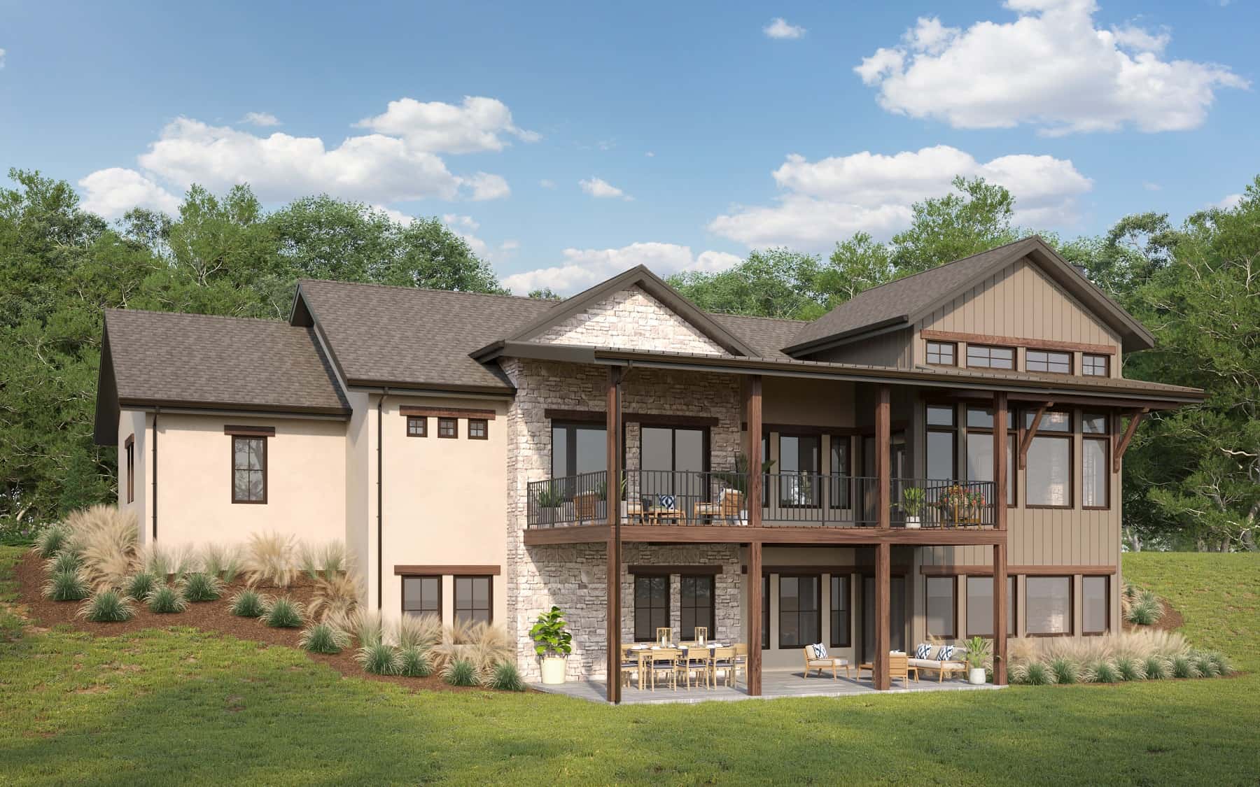 Rear View of this 1-Bedroom,2299 Sq Ft Plan -161-1199