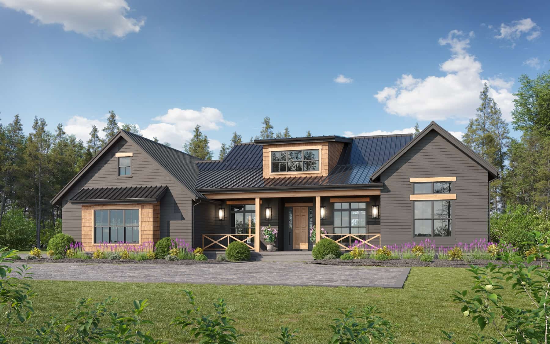 Front elevation of Contemporary home (ThePlanCollection: House Plan #161-1201)