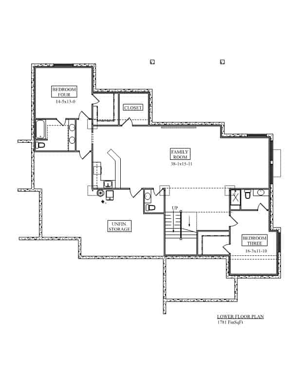 Basement of Ranch Plan #161-1205