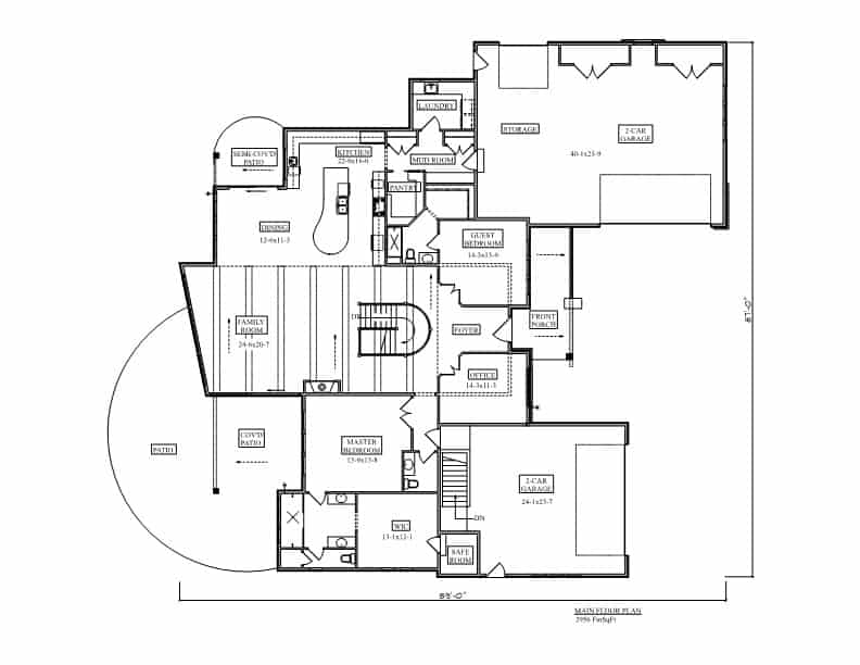 Main Level of Contemporary Plan #161-1208