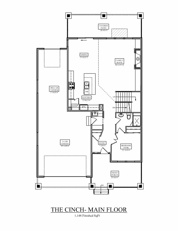 Main Level of Craftsman Plan #161-1211