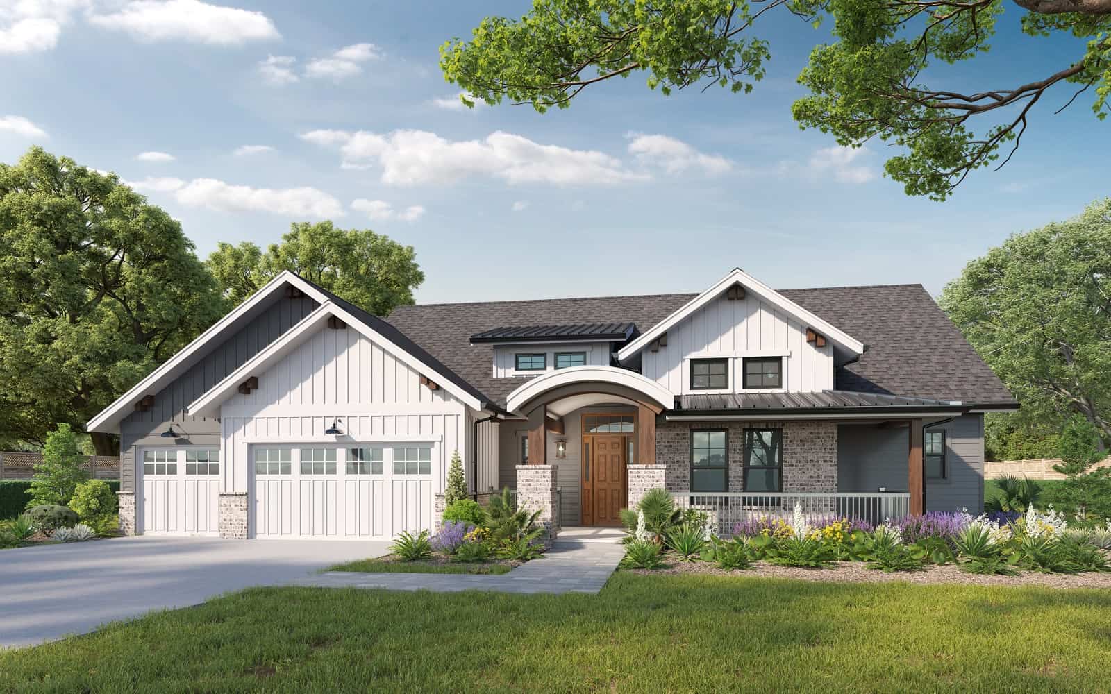 Front elevation of Contemporary home (ThePlanCollection: House Plan #161-1212)