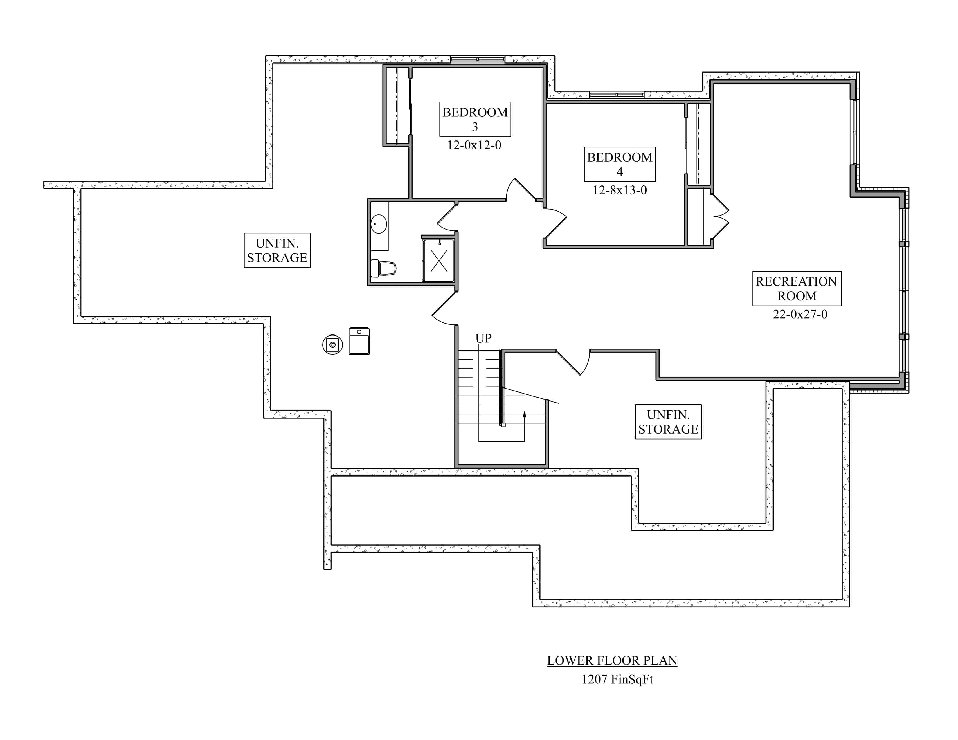 Basement of Craftsman Plan #161-1213