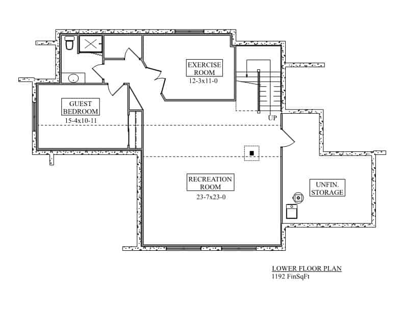 Basement of Craftsman Plan #161-1214