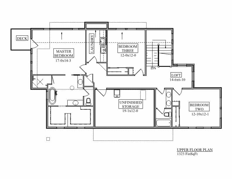 Upper Level of Craftsman Plan #161-1214