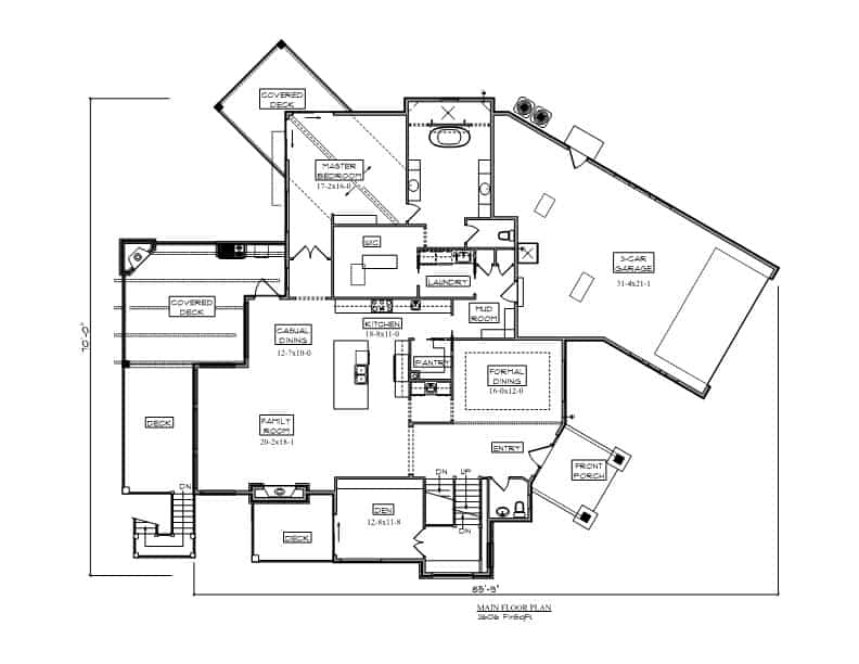 Main Level of Craftsman Plan #161-1215
