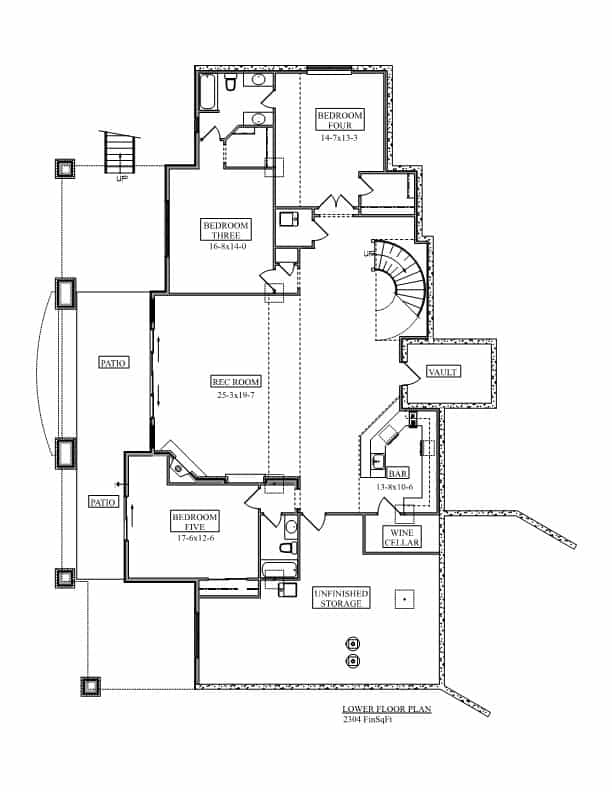 Basement of Craftsman Plan #161-1217
