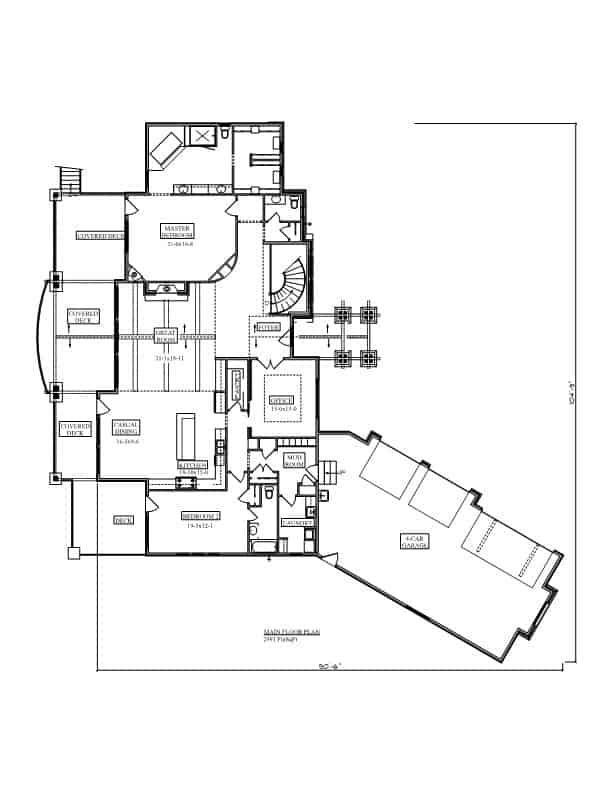 Main Level of Craftsman Plan #161-1217