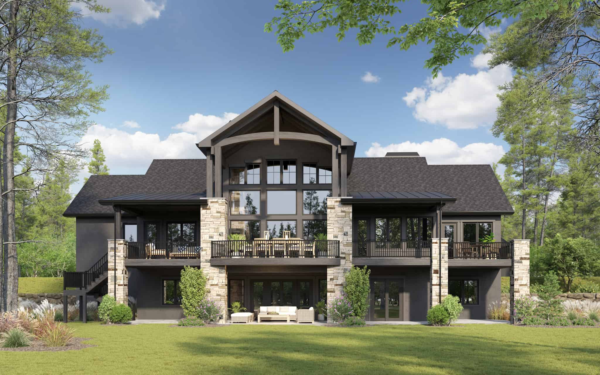 Rear View of this 2-Bedroom,2991 Sq Ft Plan -161-1217