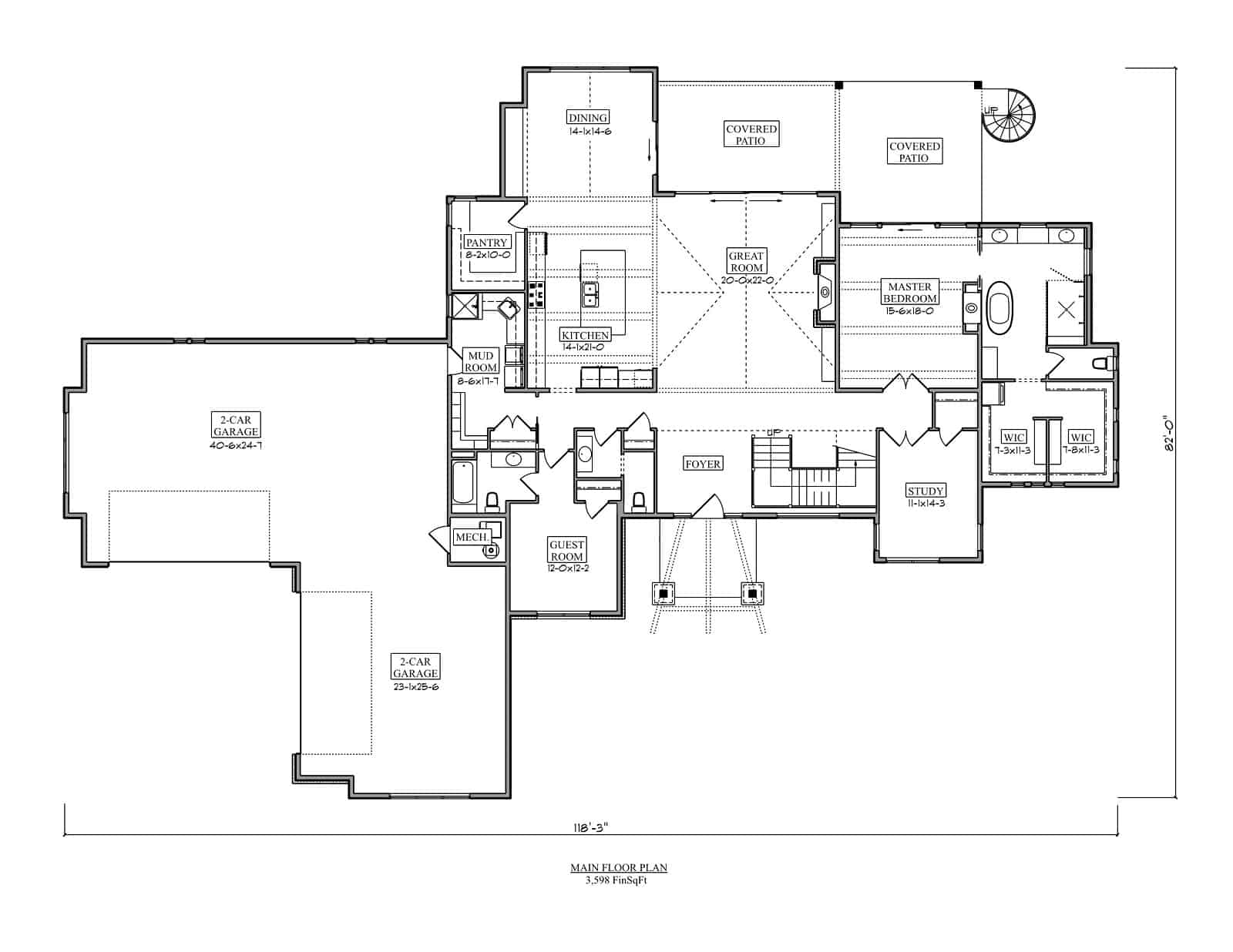 Main Level of Contemporary Plan #161-1218