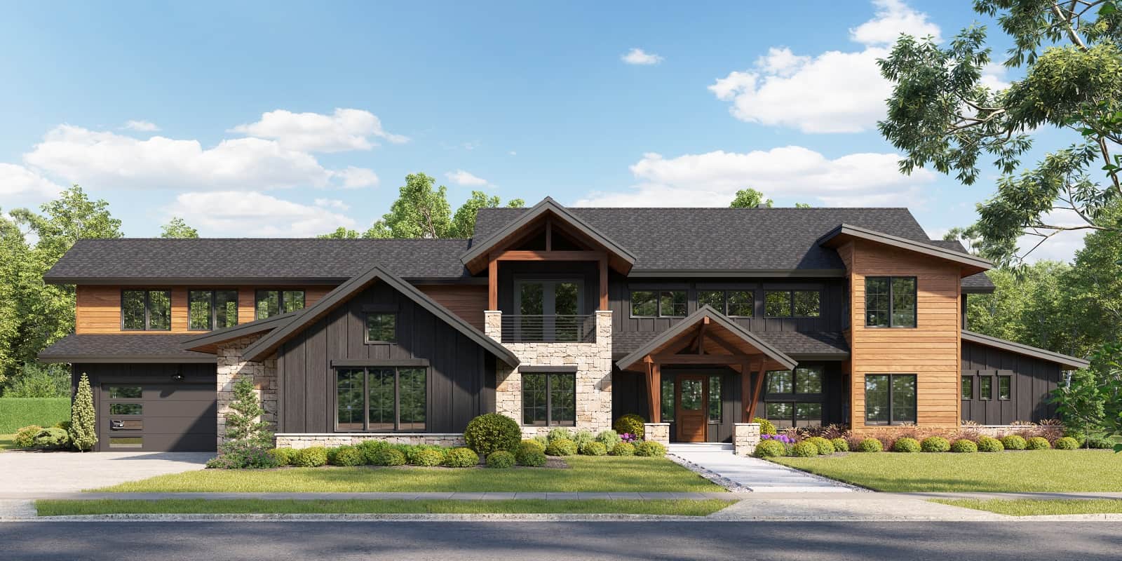 Front elevation of Contemporary home (ThePlanCollection: House Plan #161-1218)