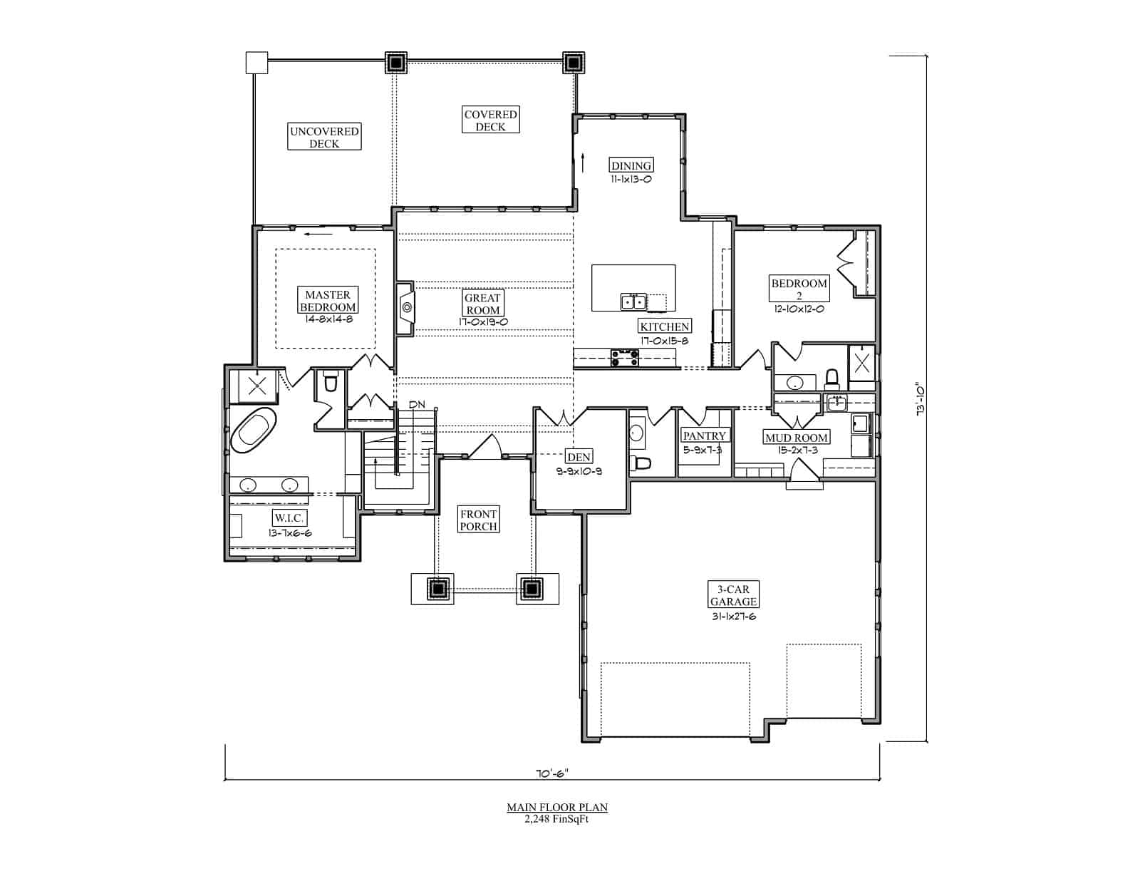 Main Level of Traditional Plan #161-1219