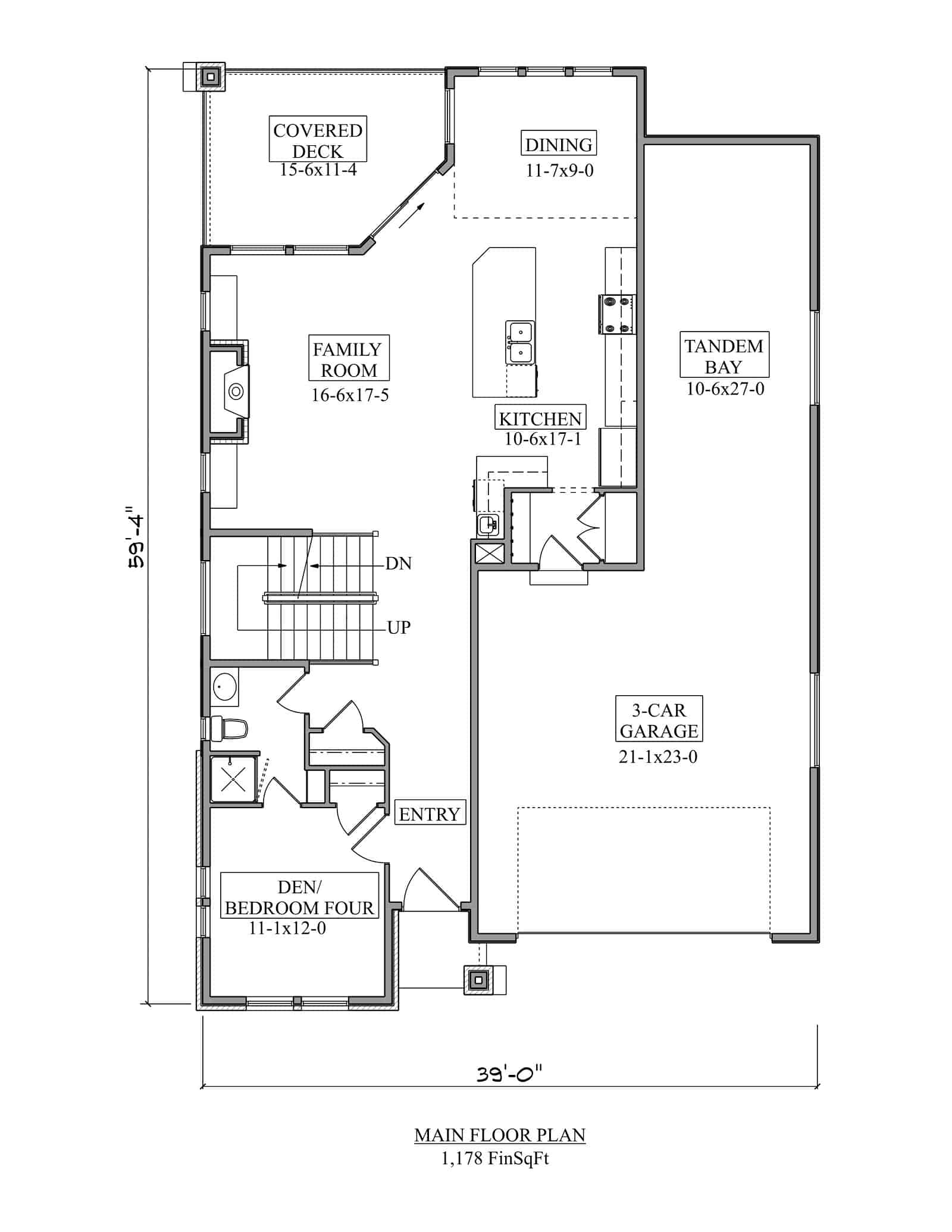Main Level of Contemporary Plan #161-1221