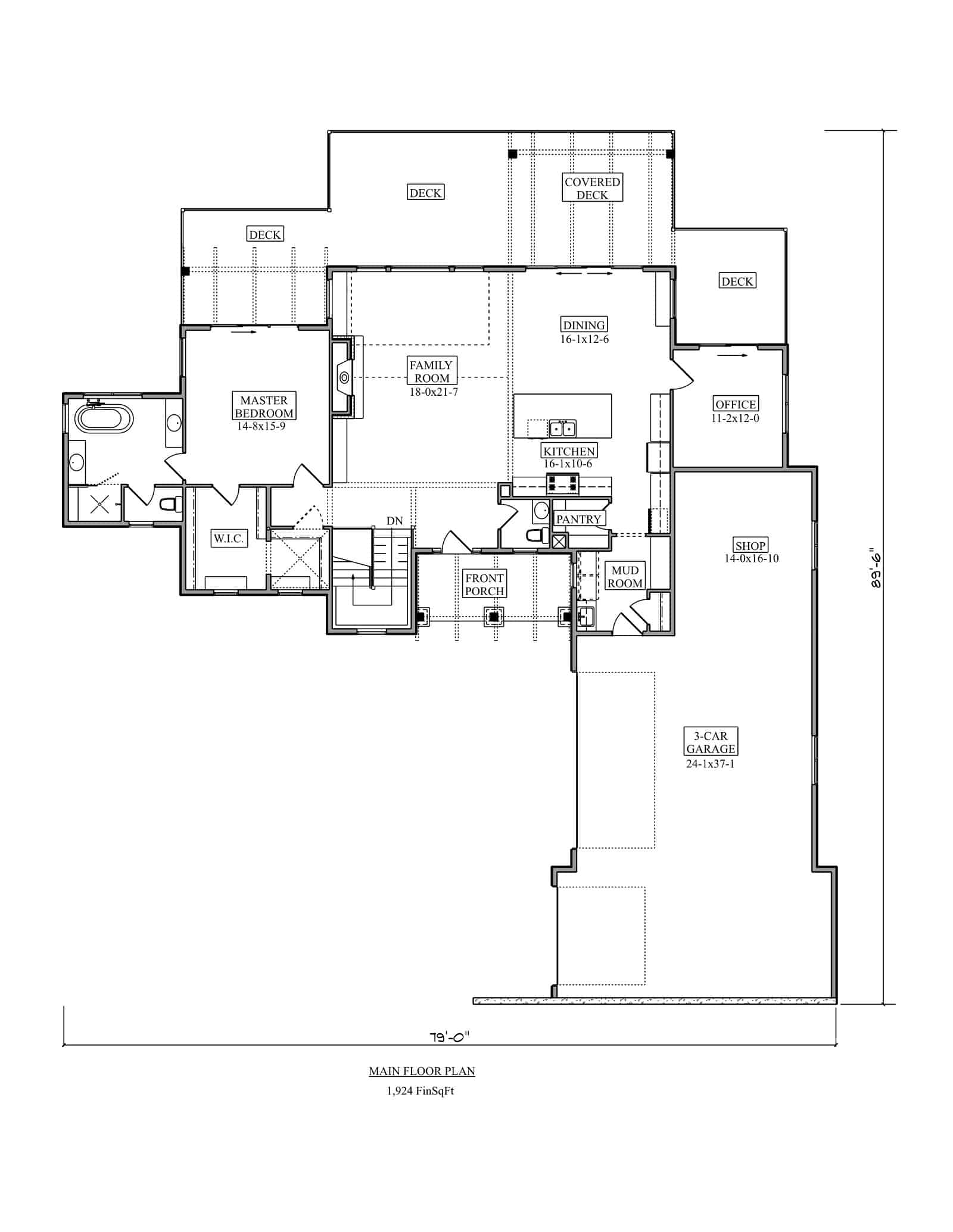 Main Level of Rustic Plan #161-1222