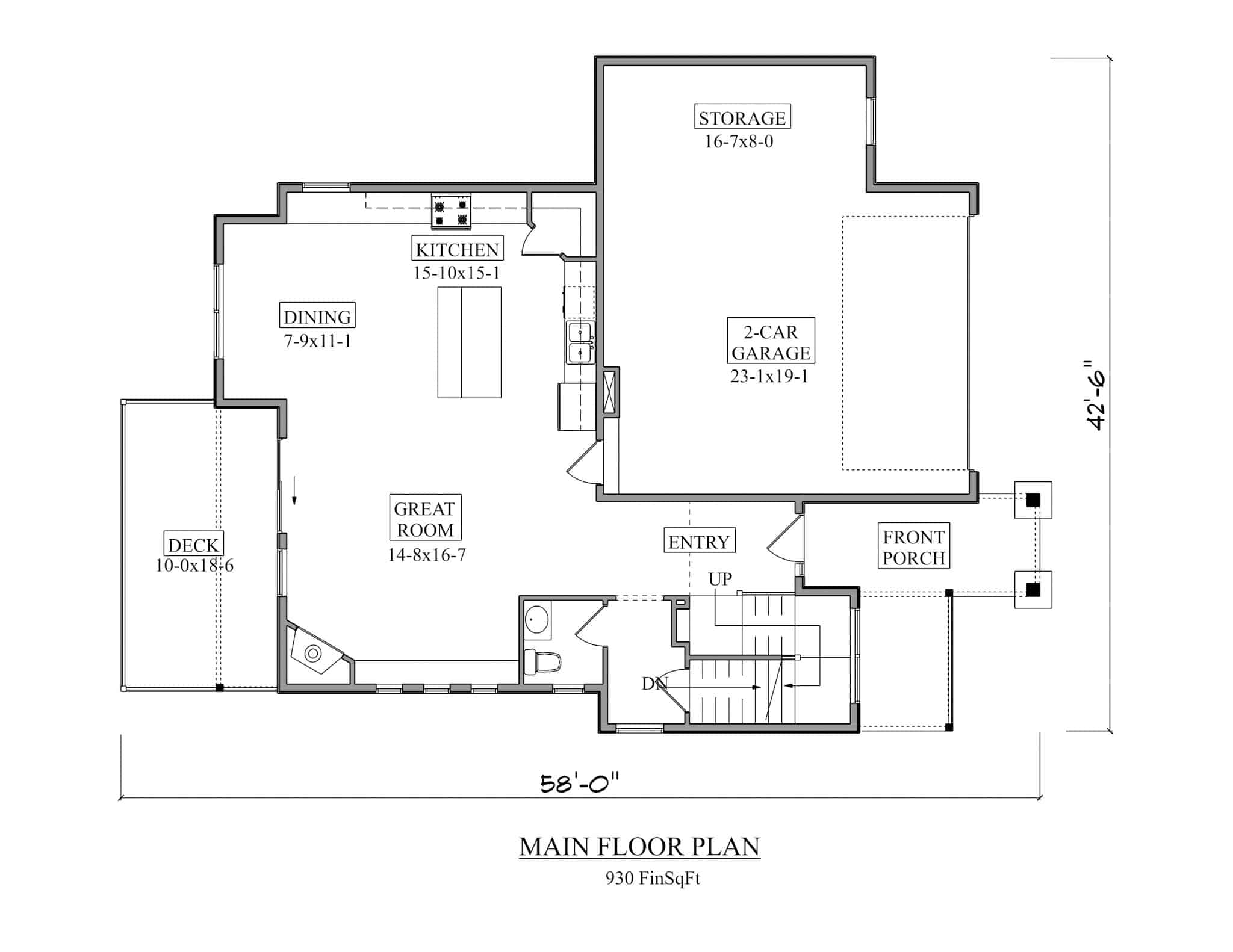 Main Level of Craftsman Plan #161-1224