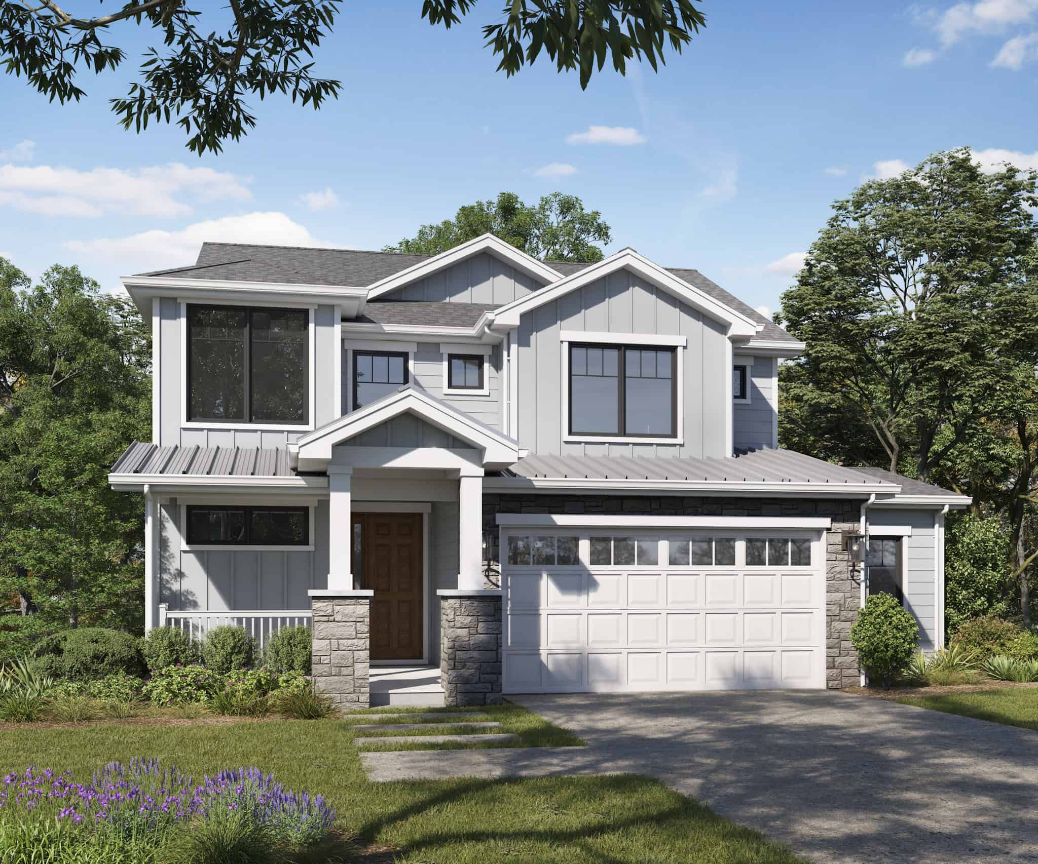 Front elevation of Craftsman home (ThePlanCollection: House Plan #161-1224)