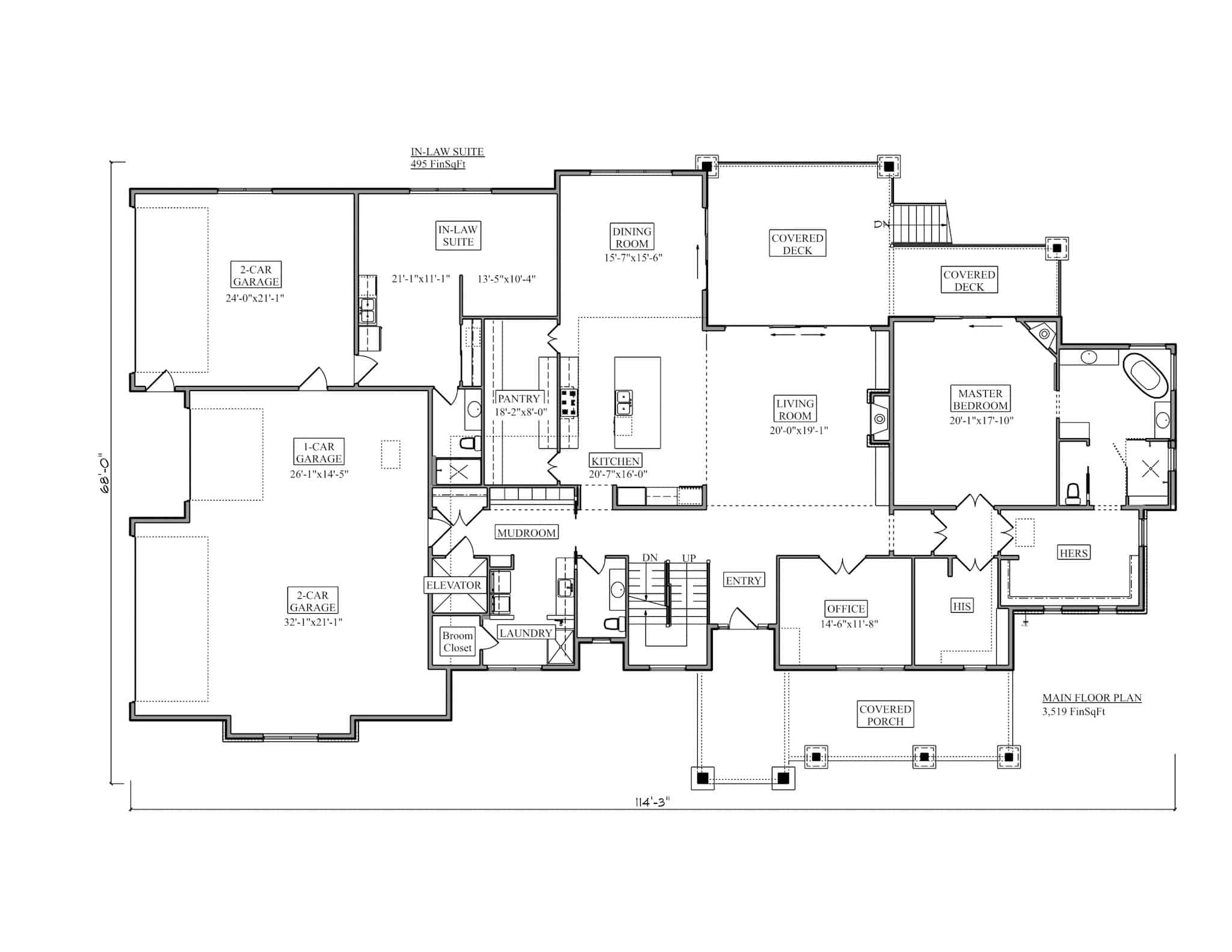 Main Level of Traditional Plan #161-1225