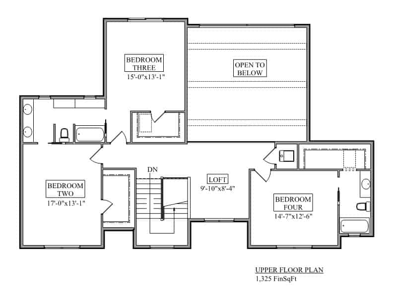 Upper Level of Traditional Plan #161-1225