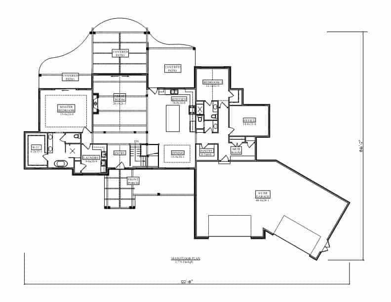 Main Level of Traditional Plan #161-1226