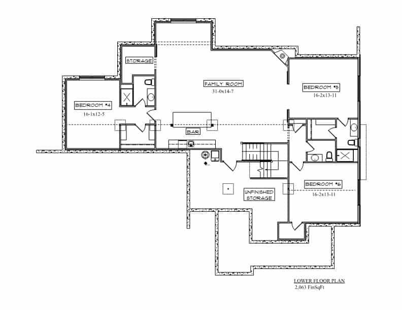 Basement of Craftsman Plan #161-1229