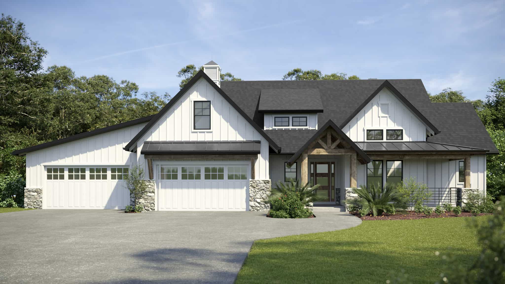 Front elevation of Craftsman home (ThePlanCollection: House Plan #161-1229)