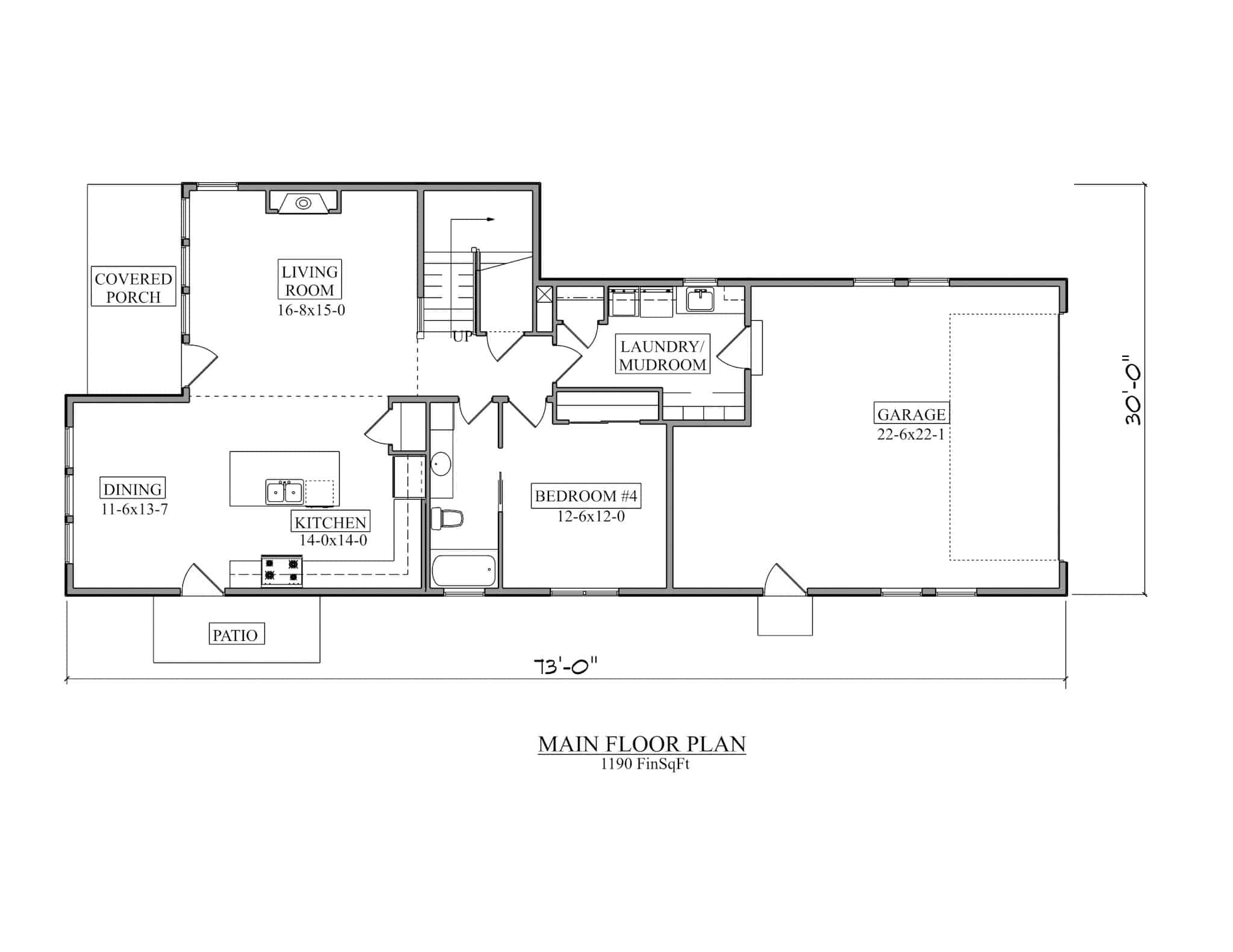 Main Level of Craftsman Plan #161-1230