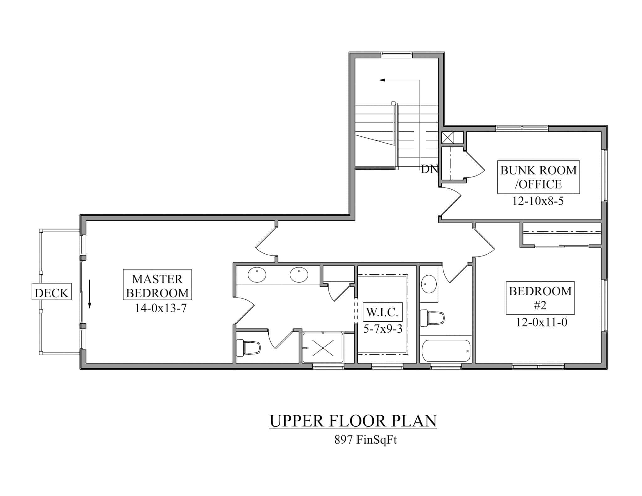 Upper Level of Craftsman Plan #161-1230