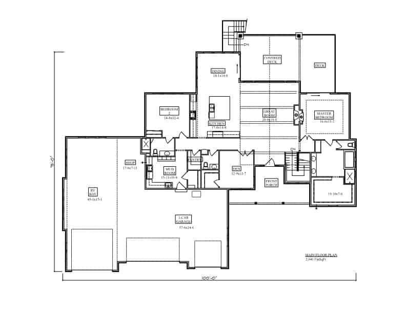 Main Level of Rustic Plan #161-1232