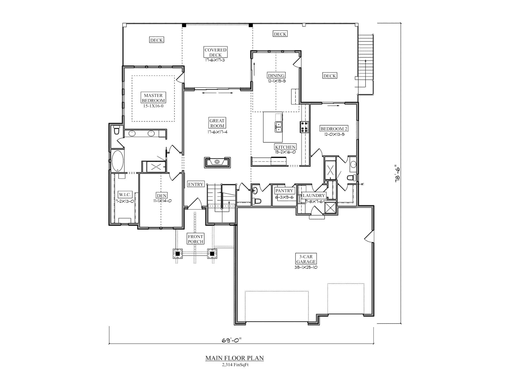 Main Level of Contemporary Plan #161-1233