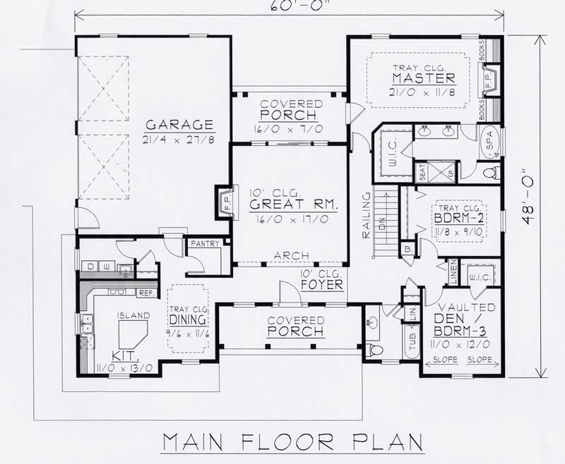 Floor Plan First Story of Country Plan #162-1000