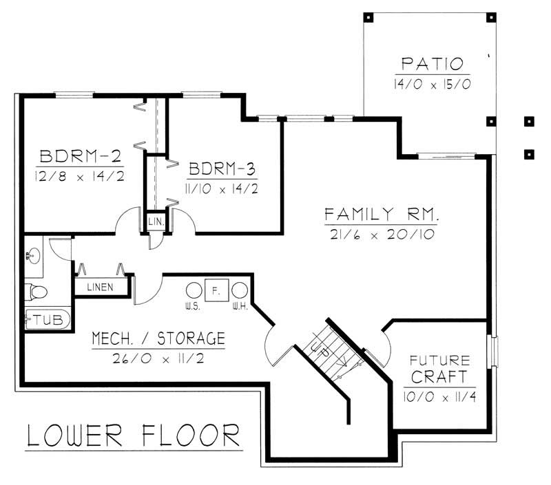 Floor Plan Basement of Contemporary Plan #162-1001
