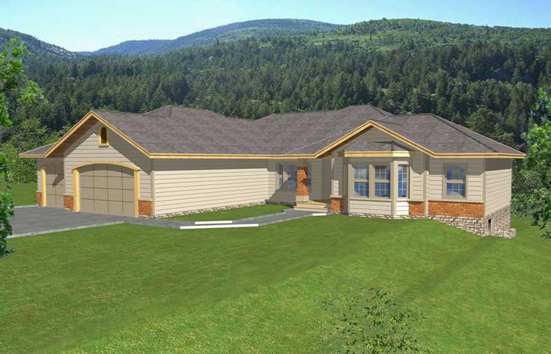 Front elevation of Contemporary home (ThePlanCollection: House Plan #162-1003)