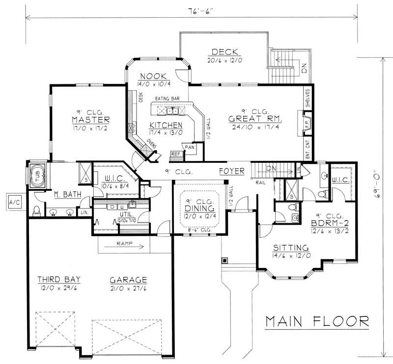 Floor Plan First Story of Contemporary Plan #162-1003