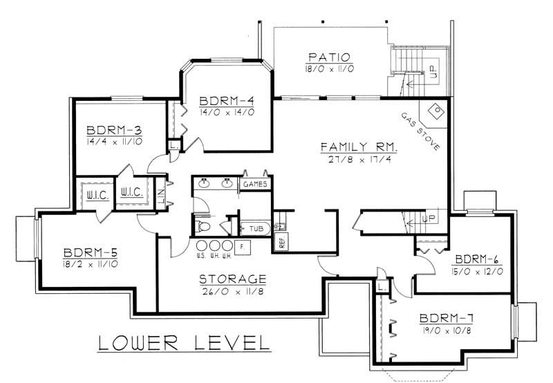 Floor Plan Basement of Contemporary Plan #162-1003