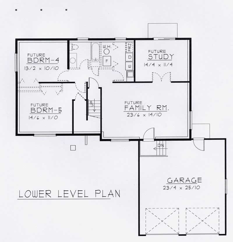 Floor Plan Basement of Small House Plans #162-1005