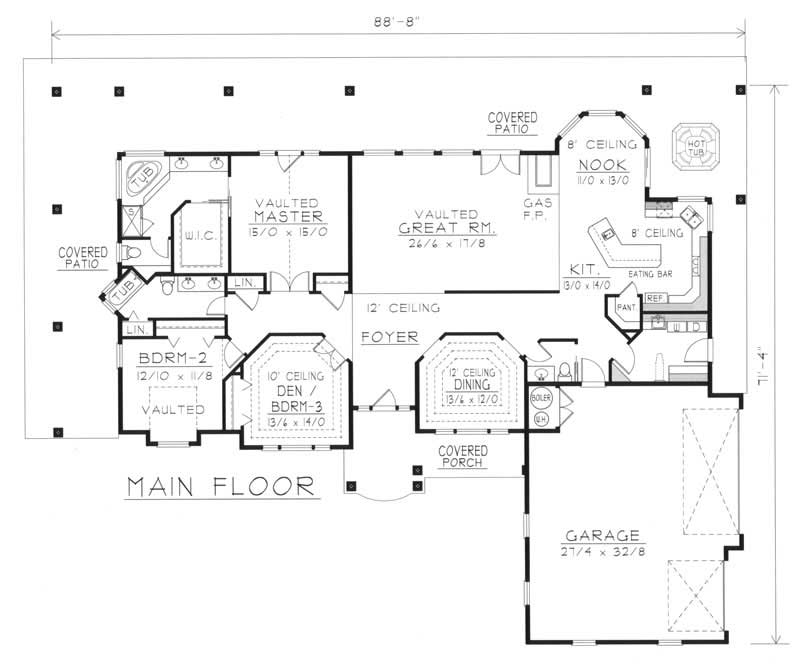 Floor Plan First Story of Contemporary Plan #162-1007