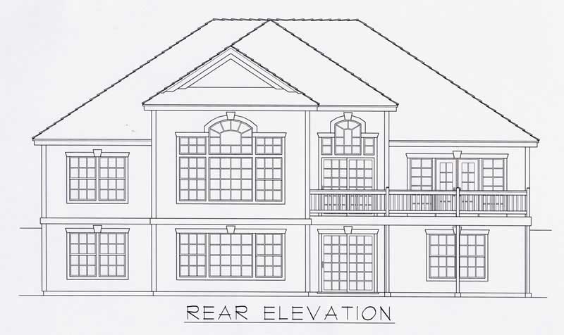Home Plan Rear Elevation of this 4-Bedroom,3538 Sq Ft Plan -162-1008