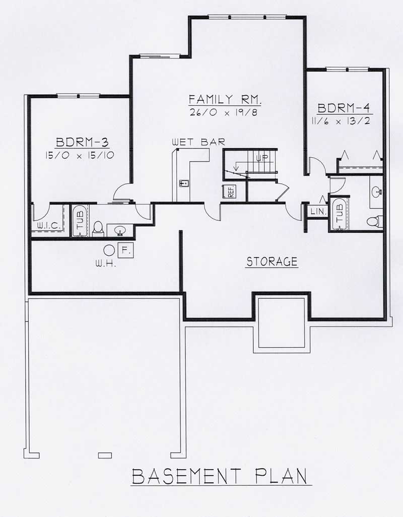 Floor Plan Basement of Contemporary Plan #162-1008