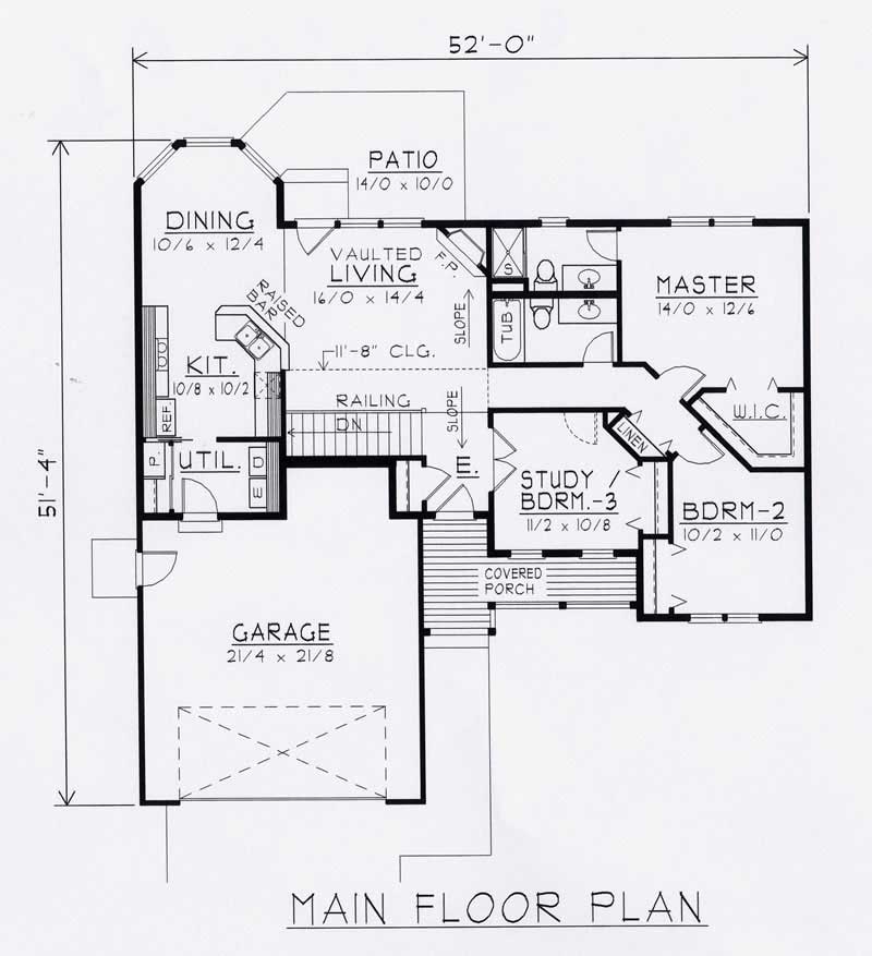 Floor Plan First Story of Country Plan #162-1009