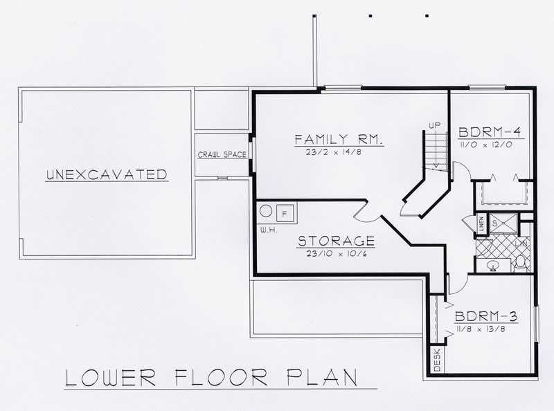 Floor Plan Basement of Country Plan #162-1010