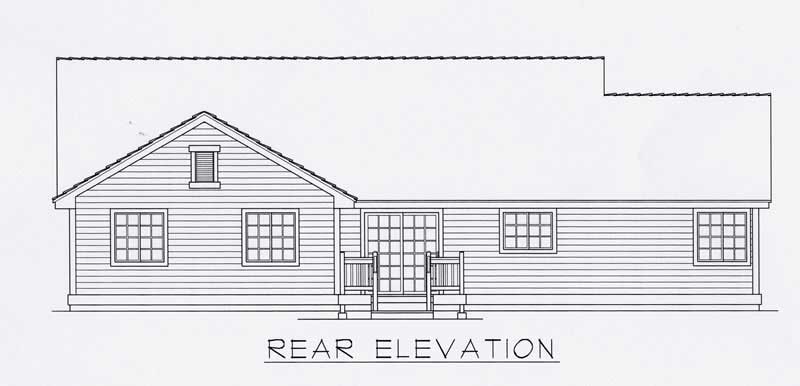 Home Plan Rear Elevation of this 3-Bedroom,1497 Sq Ft Plan -162-1011